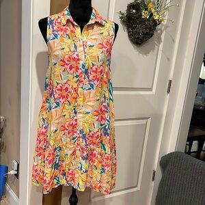 NWT Small  (4-6) Floral Sleeveless Button-Up Dress or swim suit cover up
